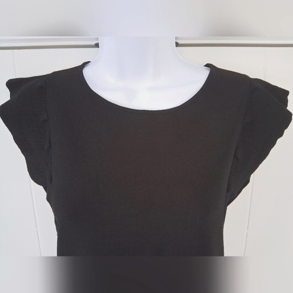 Massimo Dutti/ Black Ruffle Sleeve Top/ Stretchy/ Size US S - Picture 3 of 15